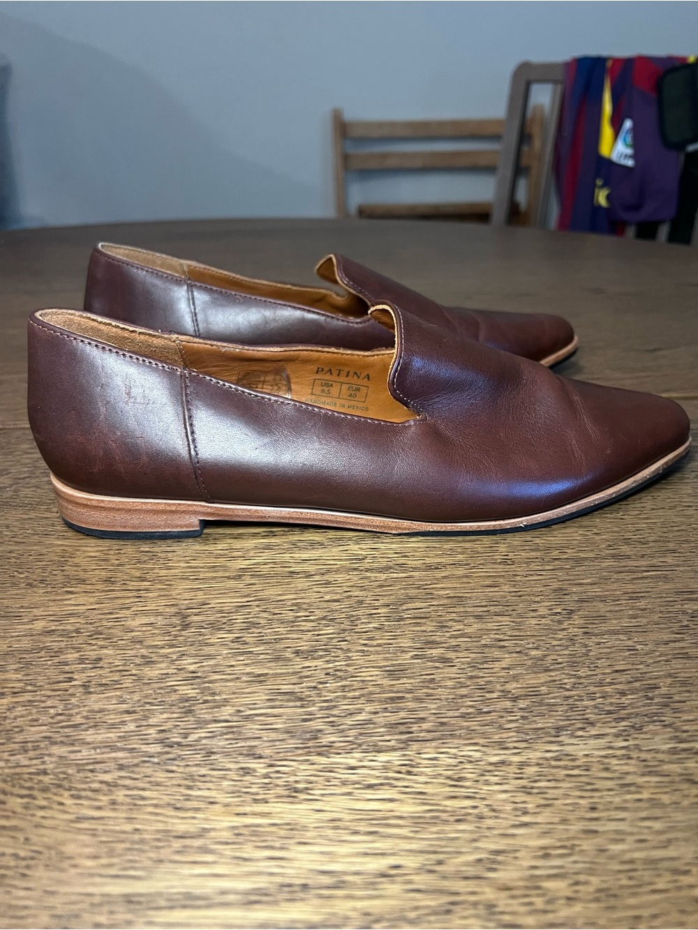 Patina Handmade Mexico Brown Leather Slip On Loafers Pointed Toe Women’s 9.5